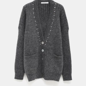 Cárdigan largo de mohair con pedrería