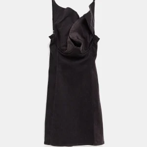 Vestido mini en denim arrugado