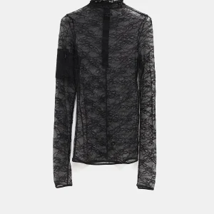 Top de encaje con cuello alto para mujer