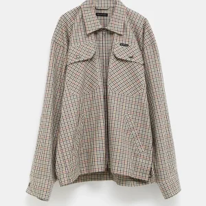 Camisa a cuadros con cremallera para hombre