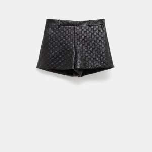 Short de piel con GG para mujer