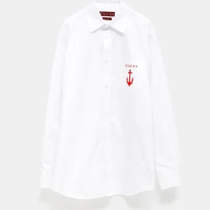 Camisa de popelina con bordado para hombre