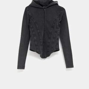 Sudadera con cremallera y corsé