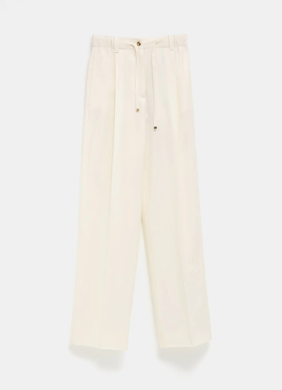 Pantalones de gabardina de lana para mujer