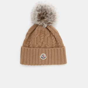 Gorro de lana con pompón para mujer