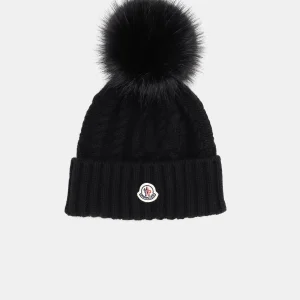 Gorro de lana con pompón para mujer