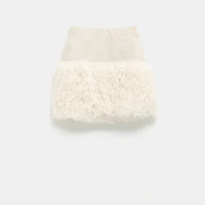 Falda con ribete de peluche para mujer