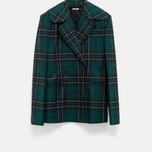 Chaqueta entallada a cuadros para mujer