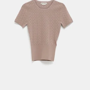 Camiseta de punto calado para mujer