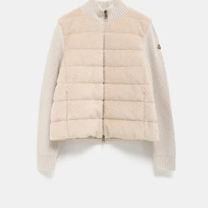 Cárdigan plumífero con cremallera para mujer