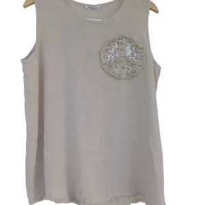 Blusa sin mangas beige 25670