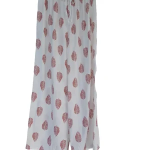 Pantalón blanco estampado rojo 8008