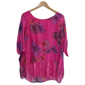Blusa Seda estampada Fucsia 51971