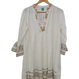 Vestido Camisero blanco  con dorado BV-98