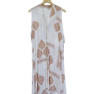 Vestido corto blanco estampado camel 32313