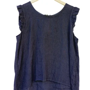 Blusa  lino manga sisa con volantes 10249