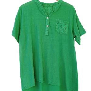 Blusa  lino manga corta 21044