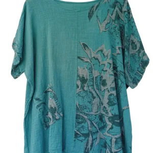 Blusa lino manga corta 8129