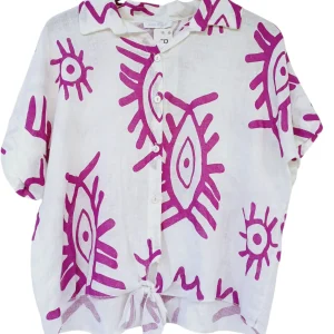 Blusa lino manga corta botones101772