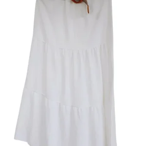 Falda blanca larga cinturón 5097