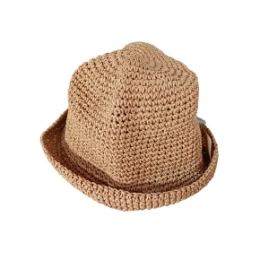 Sombrero  tejido camel corto.